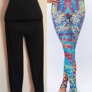 2 Leggings 1 Colorful Abstract 1 Black Leggings